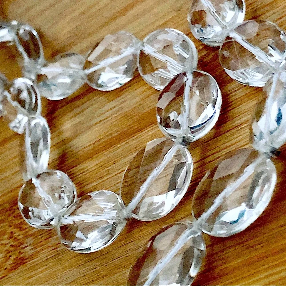 $123  14K and Faceted Quartz Crystal Gemstone Estate Necklace    Marked 14K FJS - Picture 4 of 9